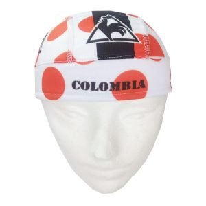 Pañoleta de Ciclismo Estampada Resortada Puntos Rojos Blanca