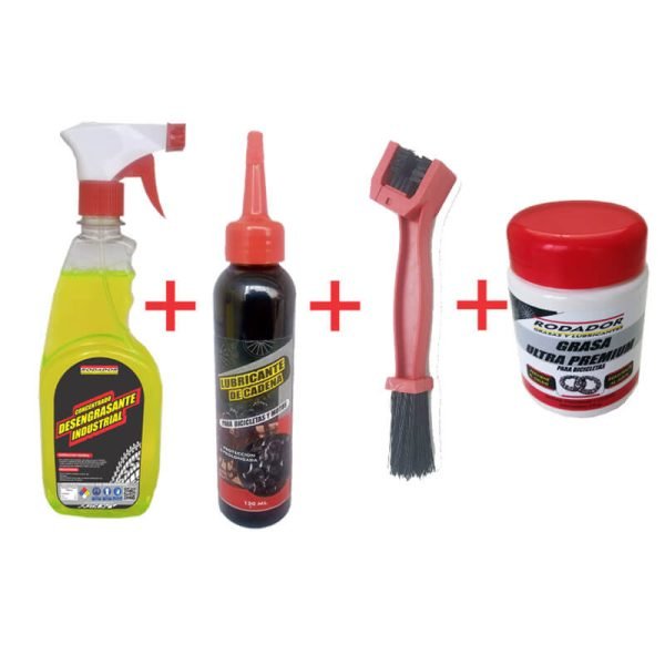Kit Mantenimiento Bicicleta con Grasa Blanca Ultra 570 gms+Lubricante+Cepillo+desengrasante