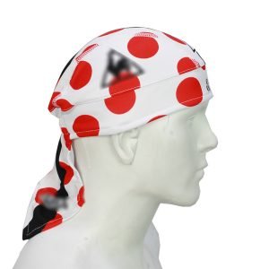 Pañoleta de Ciclismo Estampada Resortada Puntos Rojos Blanca